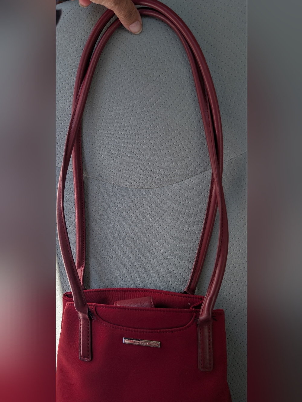 NINE WEST DARKER RED SHOULDER BAG WITH DETACHABLE WALLET NICE CONDITION